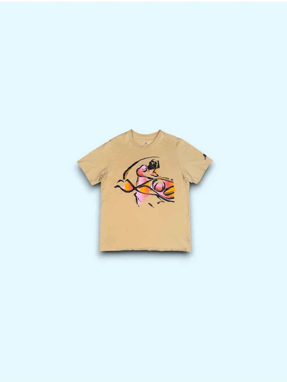 Air Jordan Graphic T-Shirt Mens Large Tan Abstract Print Jumpman DX9569-252